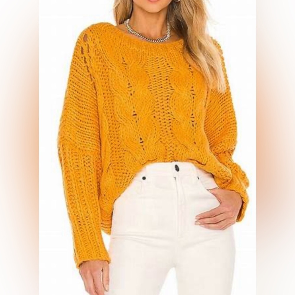 Tularosa Chunky Cable Knit Sweater in Mustard - Size XS
